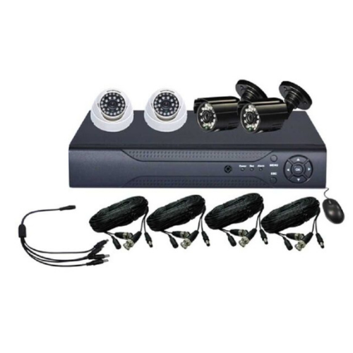 4 CH D1 Security DVR with 2 Bullet 2 Domes 700TVL 24IR Outdoor Day Night Colour Cameras